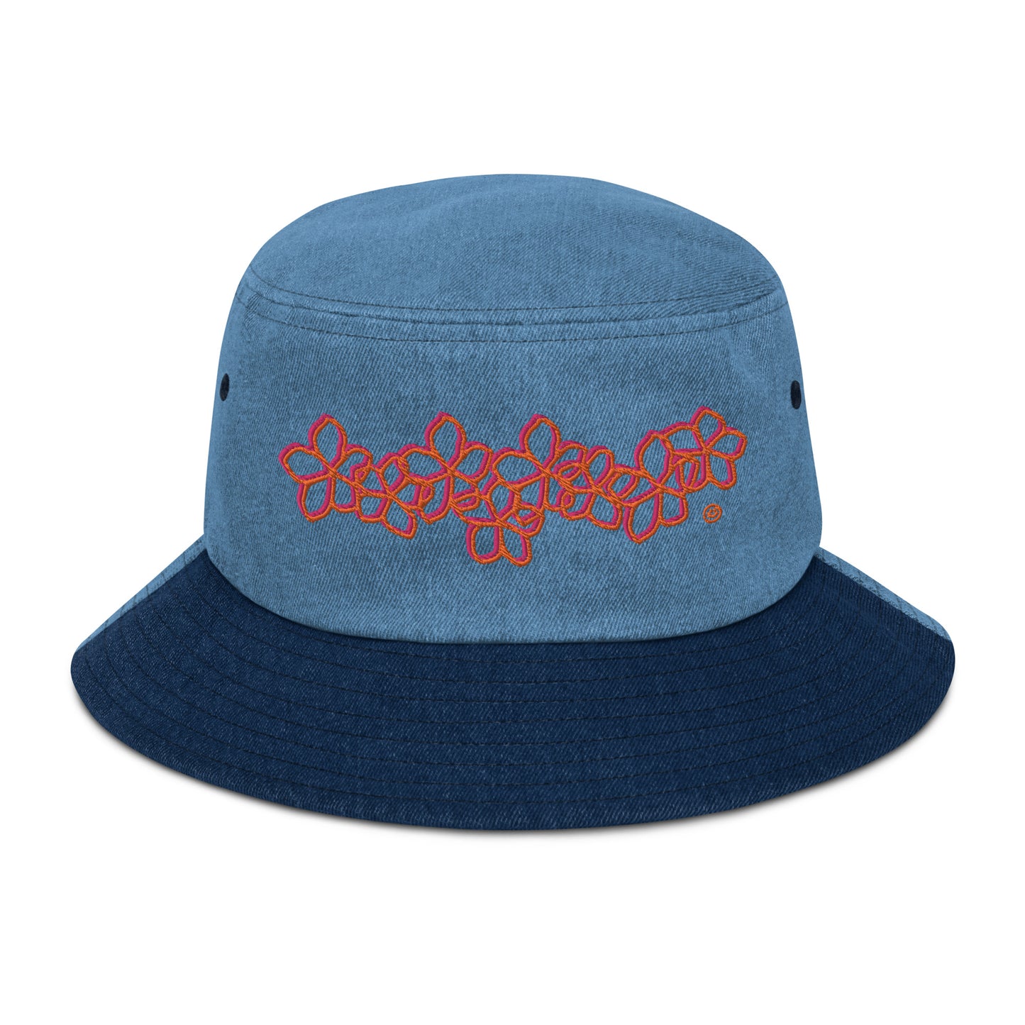 Plumeria Orange Denim bucket hat