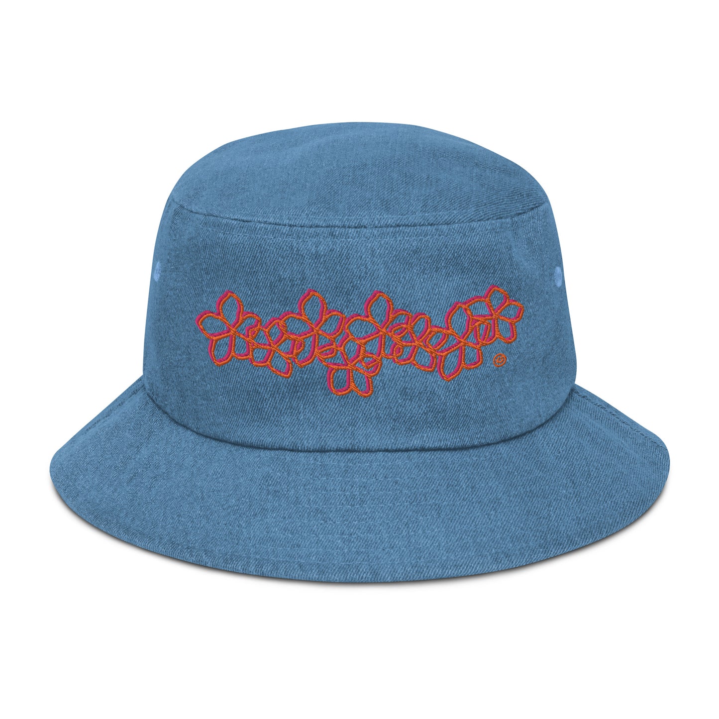 Plumeria Orange Denim bucket hat