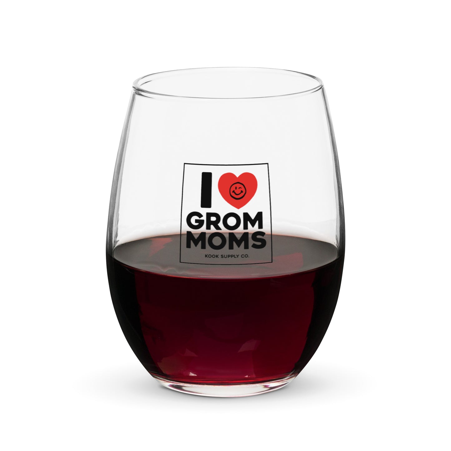 I <3 Grom Mom Wine Glass