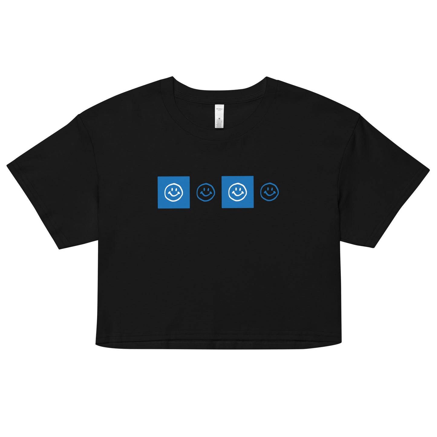 Smiley Checker Blue Crop Top
