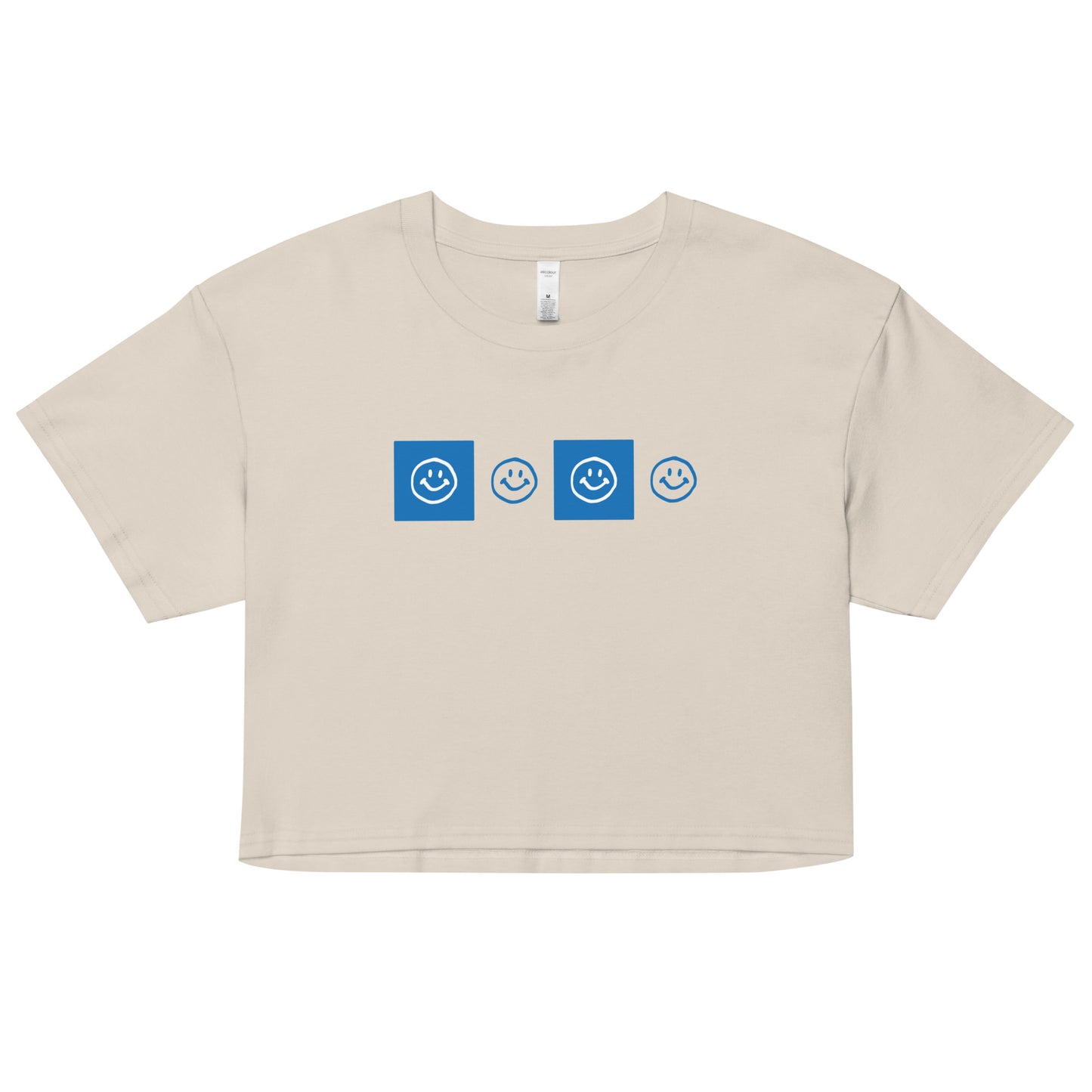 Smiley Checker Blue Crop Top