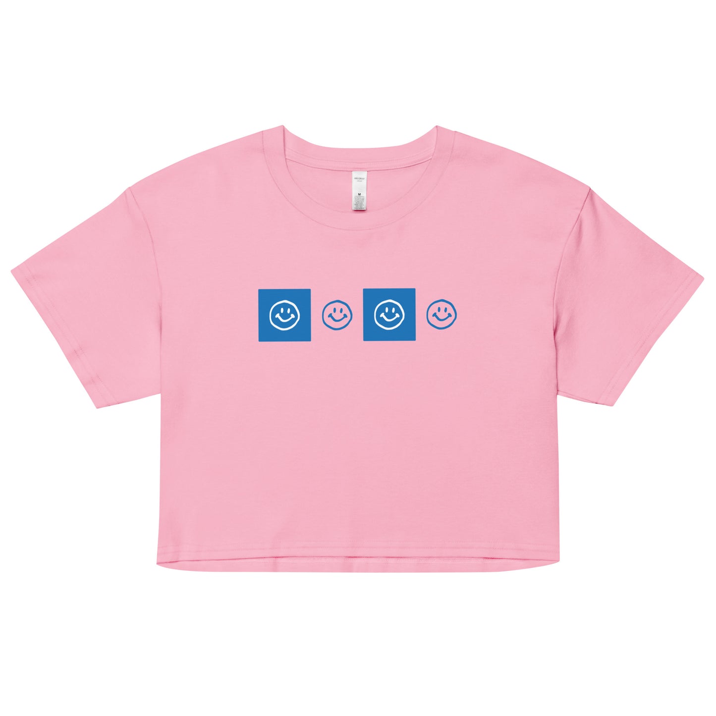 Smiley Checker Blue Crop Top