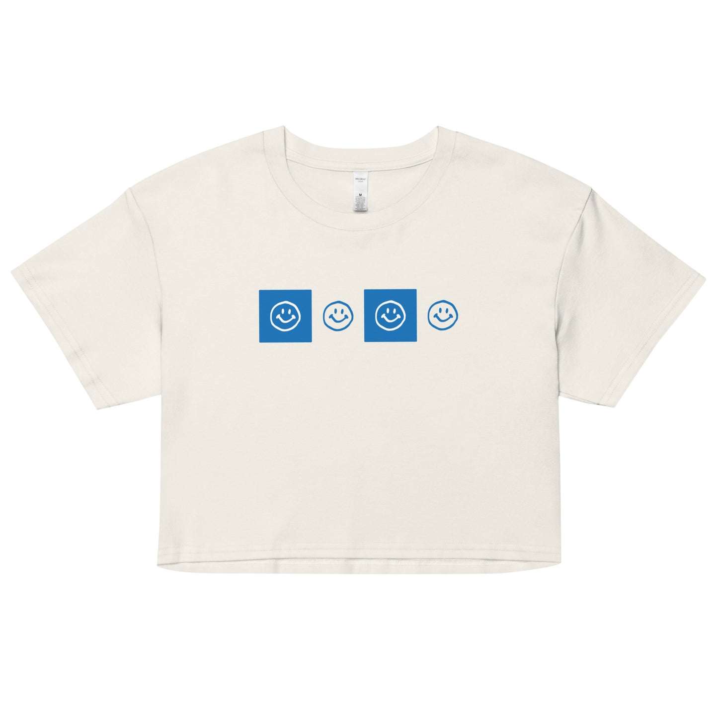 Smiley Checker Blue Crop Top