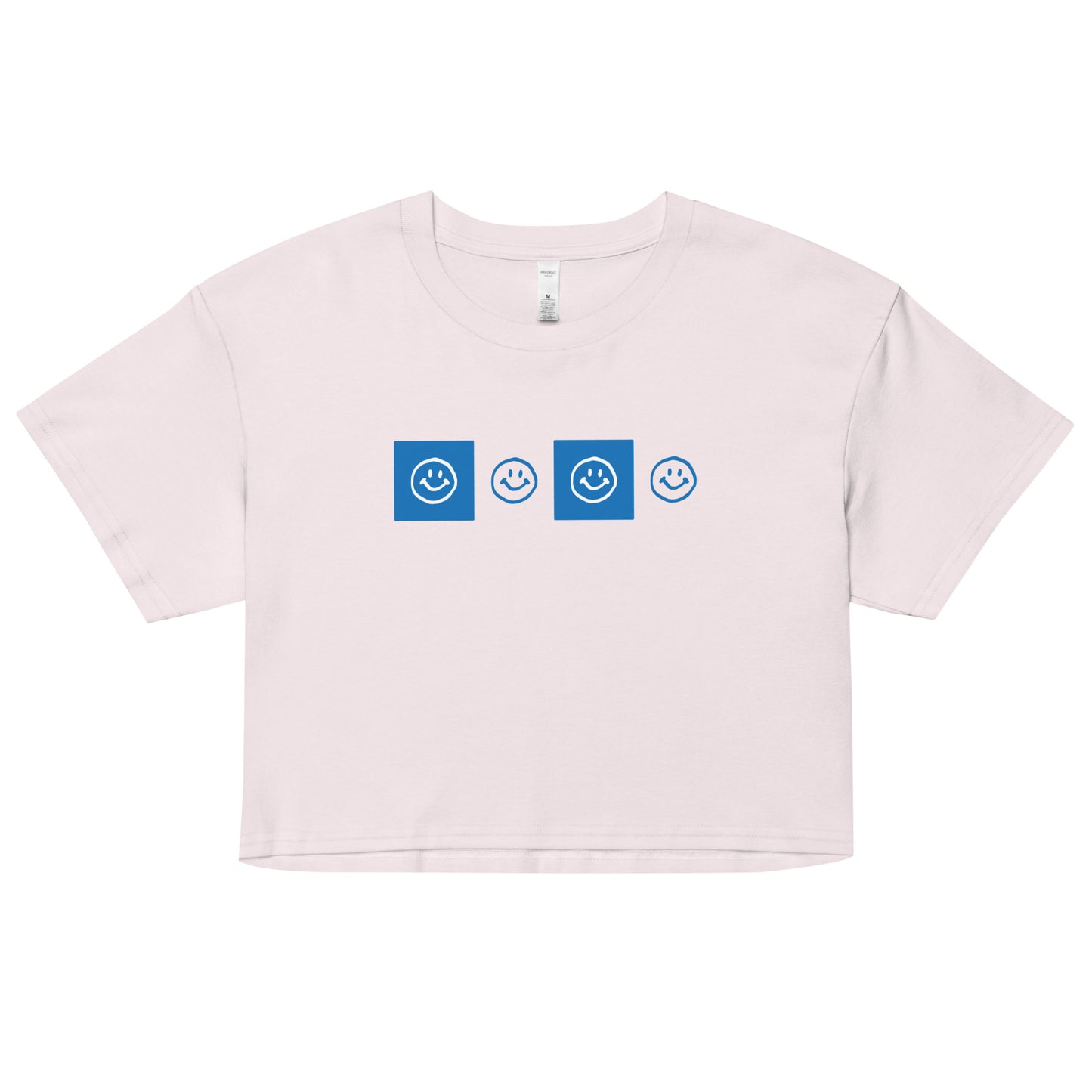 Smiley Checker Blue Crop Top
