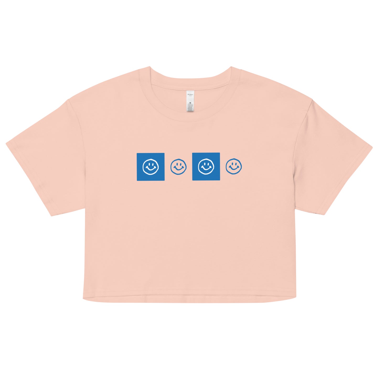 Smiley Checker Blue Crop Top