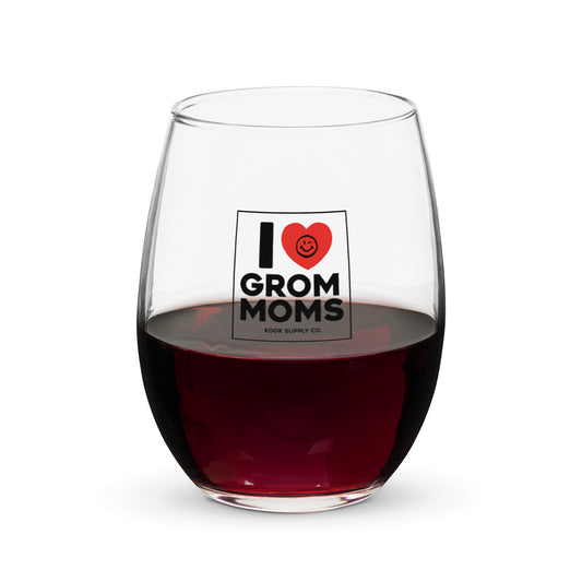 I <3 Grom Mom Wine Glass